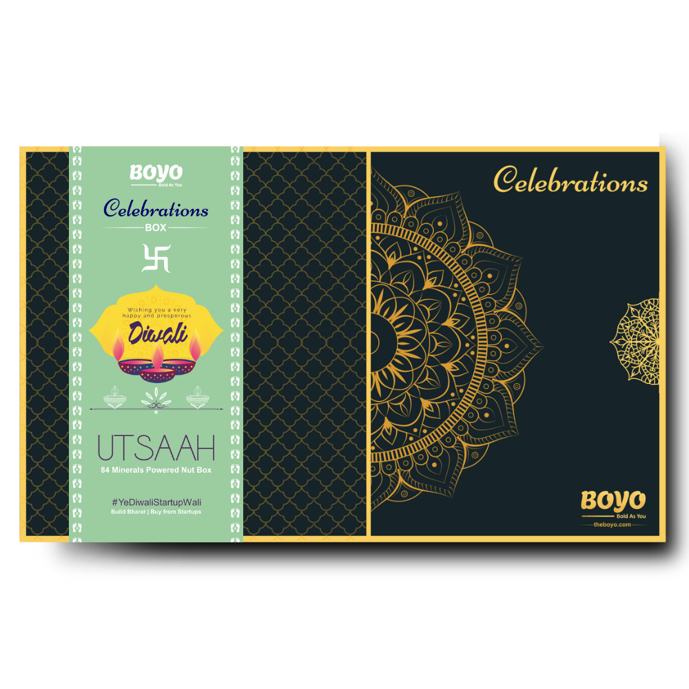 BOYO Dry Fruits Diwali Gift Box:- Roasted Cashew100g, Roasted Almond100g, Roasted Pistachio100g, Roasted Hazelnut 100g, Rose Raisin 100g, Berry Mix100g, Jujube Chocolate(4Pcs).