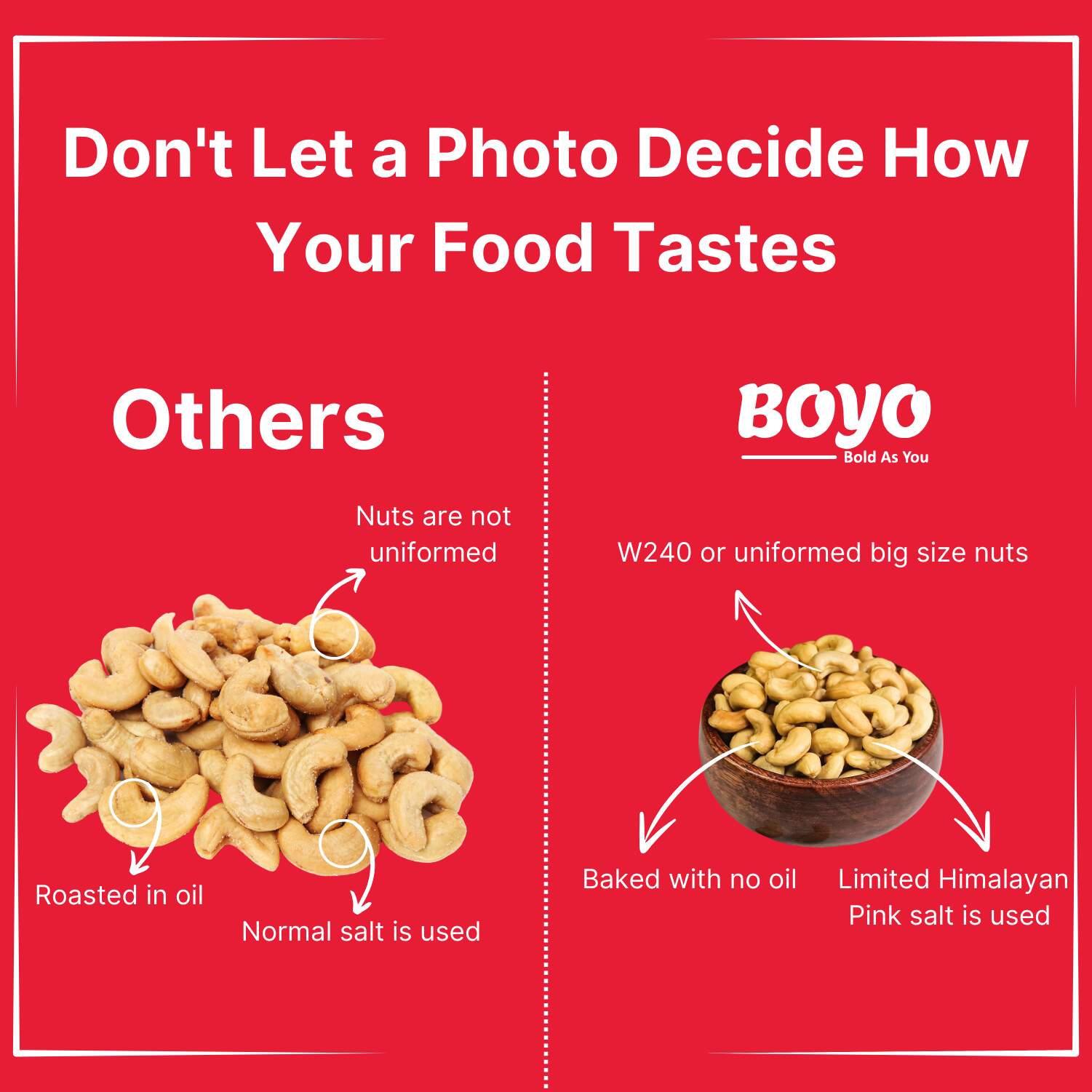 boyo Himalayan Pink Salted Cashew Combo differance between boyo and others n