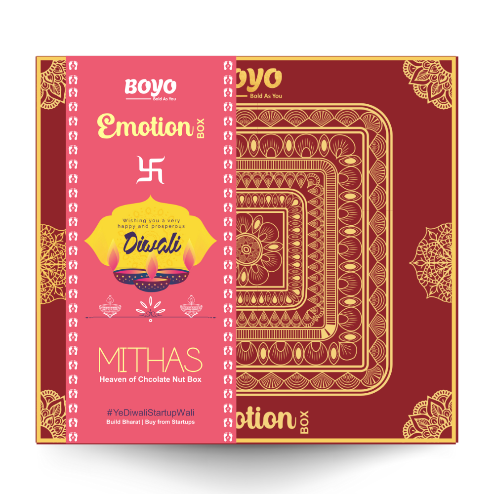 BOYO Dry Fruits Diwali Gift Box 400g- Chocolate Cashew 100g, Chocolate Almond 100g, chocolate hazelnut 100g, Rose Raisin 100g