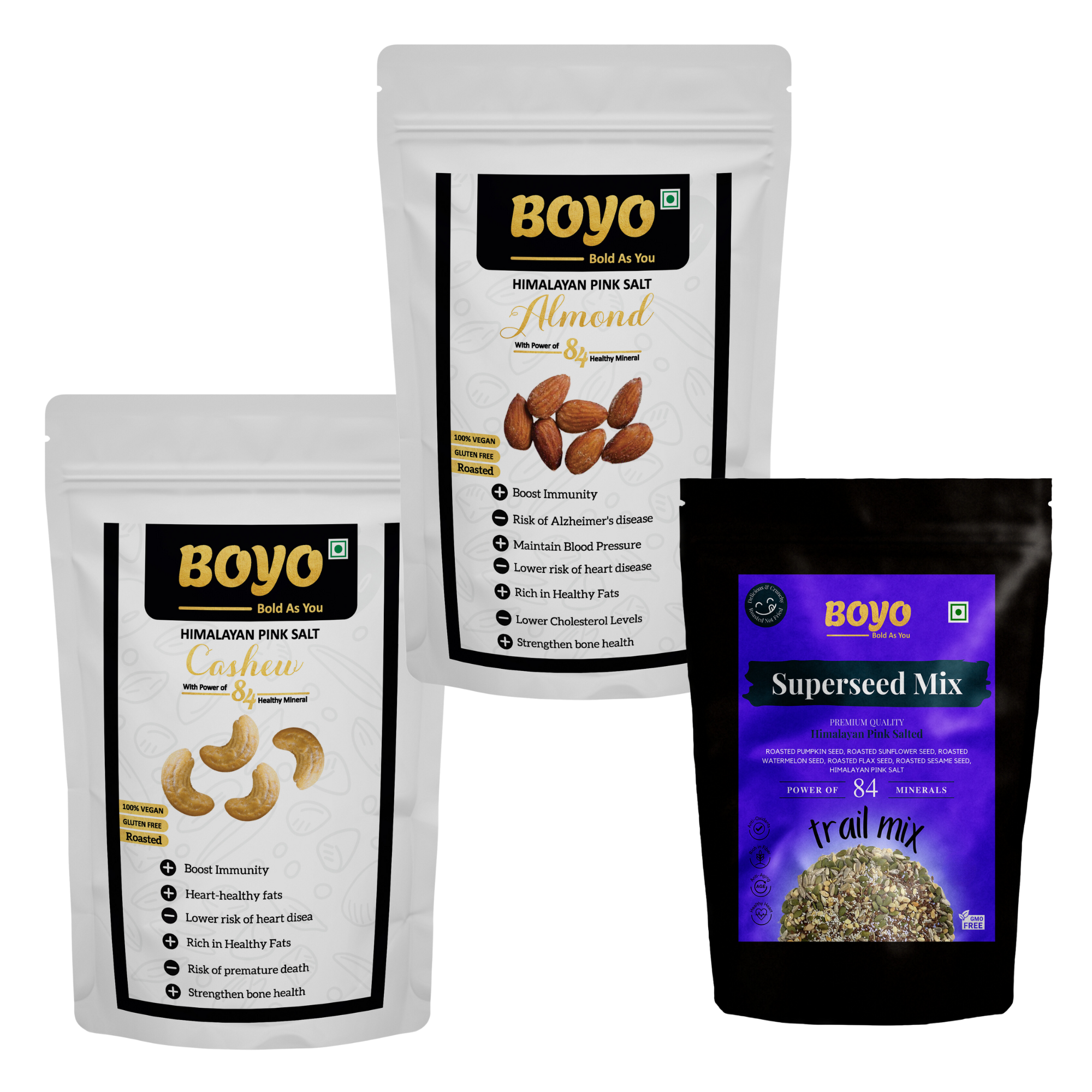 Salted nuts combo-Salted cashew ,salted almonds & superseeds (3*50g)