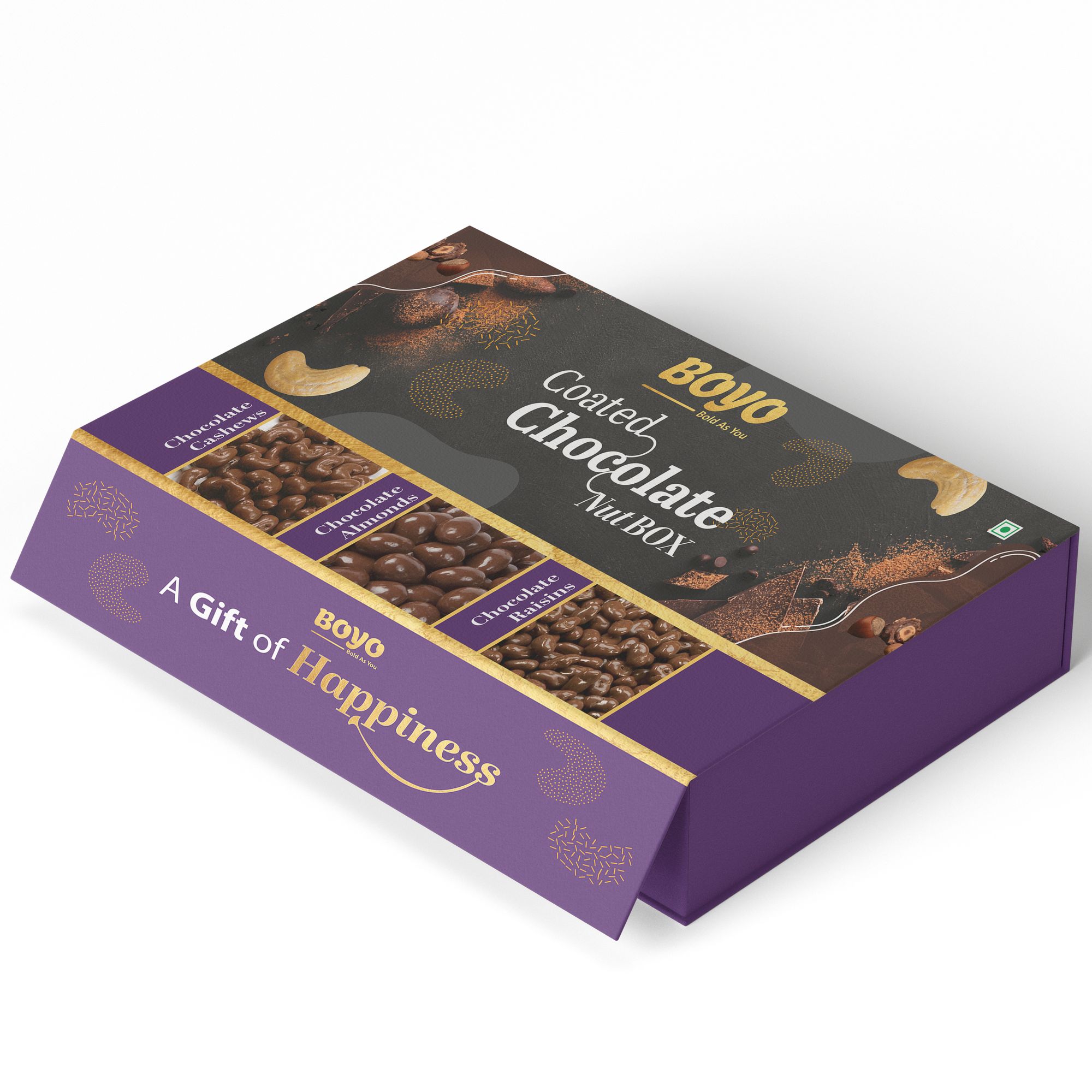 Rakhi Gift Hamper Combo for Brother 300g, Chocolate Coated (Cashew, Almond,Raisin) 100g each