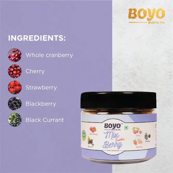 BOYO Healthy Berry Mix 225g - Fiber-Rich Berry Mix for Optimal Health Benefits