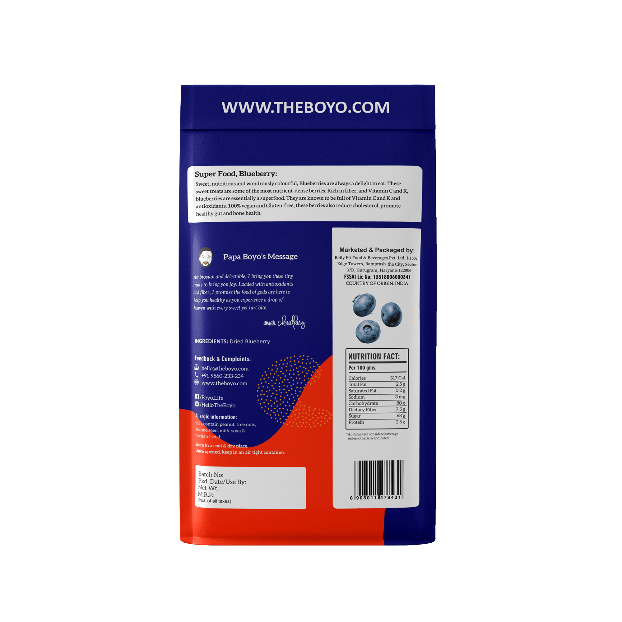 Dried Unsweetened Blueberry 150g (24 Unit)
